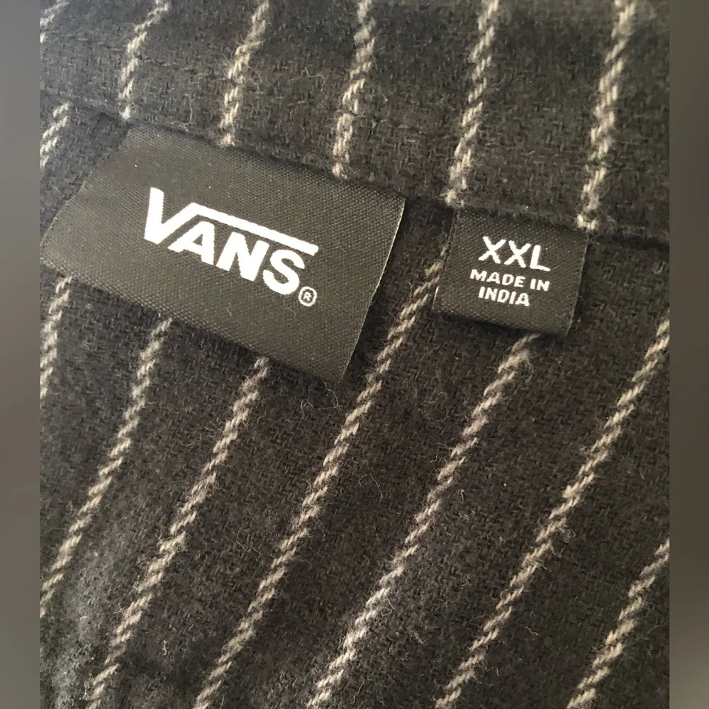 Vans Black and Gray Striped Shirt XL